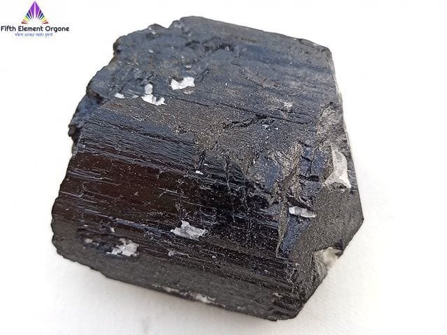 Black Tourmaline crystal on a white background