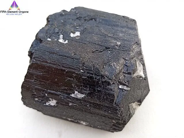 Black Tourmaline crystal on a white background
