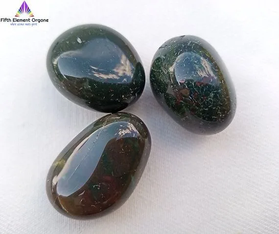 Bloodstone crystals on a white background