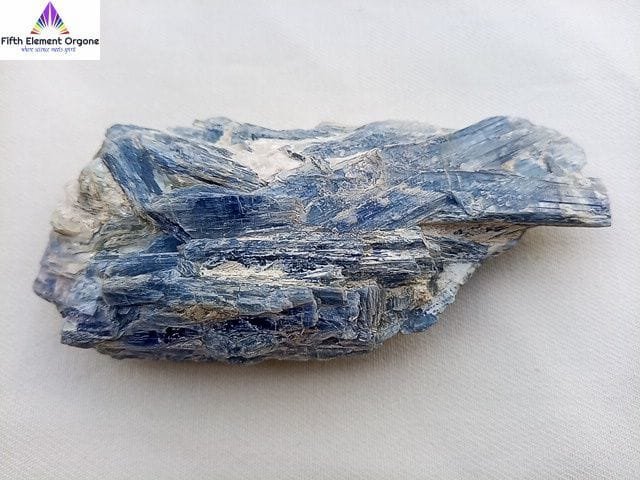Blue Kyanite crystal on a white background