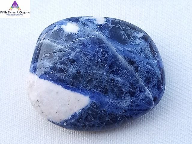 Blue Sodalite crystal on a white background
