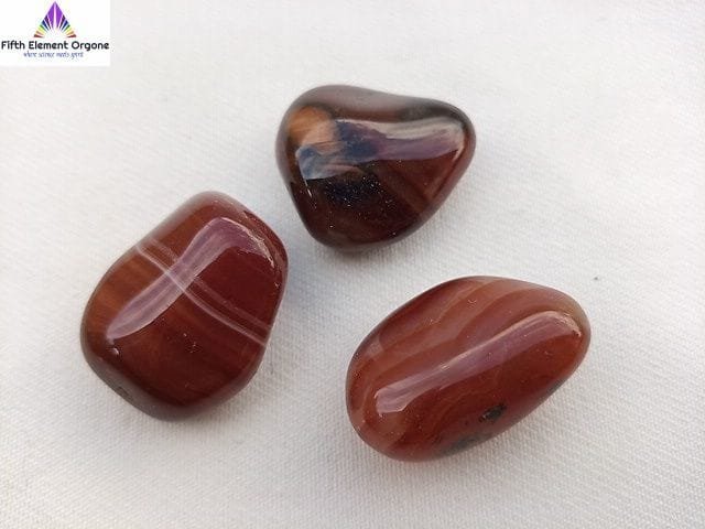 Carnelian crystals on a white background