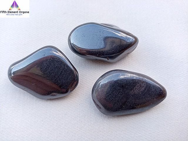 Hematite crystals on a white background