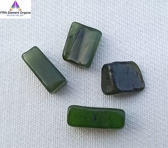 Jade crystals on a white background