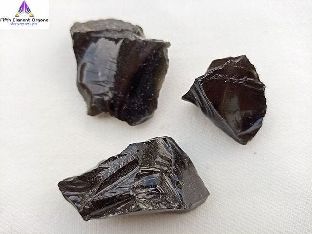 Obsidian crystal on a black background