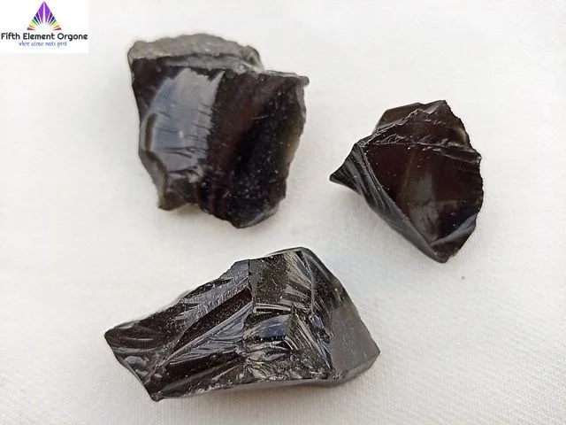 Obsidian crystal on a black background
