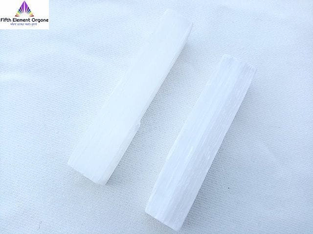 Selenite crystal on a white background